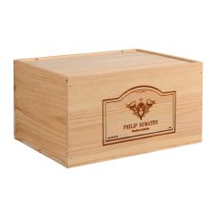 Holzweinkiste mit Namenswunsch für 12 Fl., 6 er Set (64,83 EUR /Stck.)